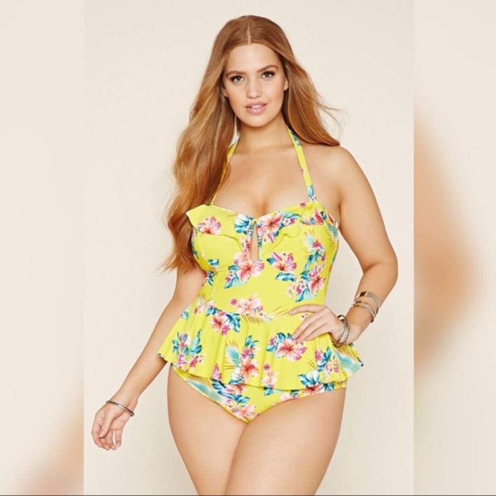 Forever 21 Floral Peplum Swimsuit size 2x